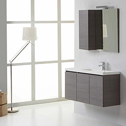 Kiamami Valentina MEUBLE DE SALLE DE BAINS MANHATTAN 90 cm DROITE AVEC PORTES, MIROIR ET ARMOIRE MURALE 