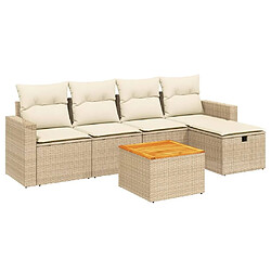 vidaXL Salon de jardin avec coussins 6 pcs beige résine tressée