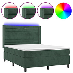 vidaXL Sommier à lattes de lit matelas et LED Vert foncé 140x200 cm