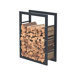 Bcelec HHWPF0017 Rangement à bois en acier noir 80*60*25CM, rack pour bois de chauffage, range-bûches