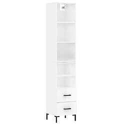 Maison Chic Buffet,Meuble de Rangement,commode pour salon,Cuisine Blanc brillant 34,5x34x180 cm Bois d'ingénierie -MN24342