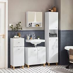 SoBuy BZR91-W Meuble Colonne de Salle de Bain avec 6 Compartiments de Rangement, Placard Armoire Haute, Étagère de Rangement