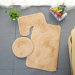 LUUCOZK Tapis de bain antidérapants absorbants à séchage rapide pour salle de bain - Couleur camel-Troisensemble de pièces 