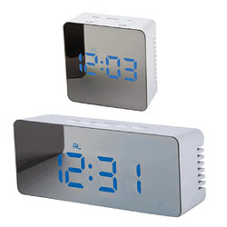 Réveil de voyage numérique LED 2X Digital Led Clock Clock Snooze Clock W / Mirror Surfce, Facile à Lire -Bleu