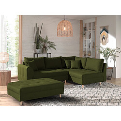 Lisa Design Rune - canapé d'angle - avec pouf d'appoint - 4 places - style scandinave - droit Rune - canapé d'angle - avec pouf d'appoint - 4 places - style scandinave - droit - Vert Olive