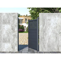 Vente-Unique Portillon battant aluminium semi plein à motifs L103 x H166 cm anthracite - BAZIO