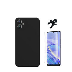 Kit de film en verre trempé de la couverture en 5D + boîtier en silicone liquide + porte-voiture renforcé Phonecare pour Samsung Galaxy A05 - le noir 