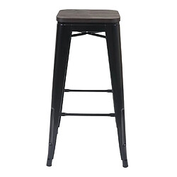 Acheter Mendler Tabouret de bar HWC-A73, avec siège en bois, métal, style industriel ~ noir