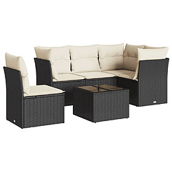 vidaXL Salon de jardin 6 pcs avec coussins noir résine tressée