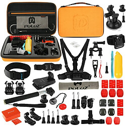 Wewoo Kit d'accessoire Orange pour 53 en 1 Gopro HERO6 / 5/5 Session / 4 Session / 4/3 + / 3/2/1, Xiaomi et autres caméras d'action Accessoires Total Ultimate Combo Kits avec EVA Case sangle de poitrine + ventouse + bras pivotant à 3 voies + J-crochet boucle +