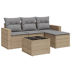 vidaXL Salon de jardin avec coussins 5 pcs beige résine tressée