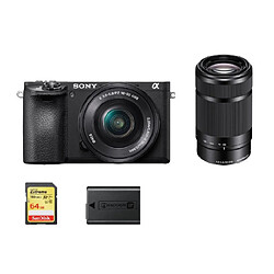 SONY A6500 Black + SEL 16-50MM F3.5-5.6 OSS Black (White Box) + SEL 55-210MM F4.5-6.3 OSS Black (White Box) + 64GB SD card + NP-FW50 Battery