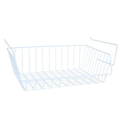 MSV Panier de rangement suspendu à étagère 38,5x27x14cm en Acier Blanc