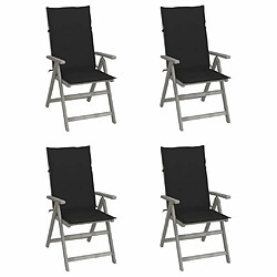 Maison Chic Lot de 4 Chaises inclinables de jardin - Fauteuil d'extérieur avec coussins Bois d'acacia -MN32328