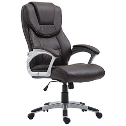 Decoshop26 Fauteuil de bureau sur roulettes pivotant réglable fonction basculement PVC marron et plastique 10_0002650