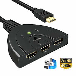 INECK® HDMI Switch 1080P, HDMI 3 Ports Commutateur | 3 Entrées à 1 Sortie HDMI Switcher | Full HD1080p / 3D Pris en Charge