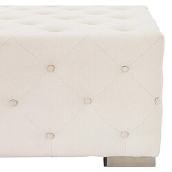 Avis WOMO-DESIGN Pouf Tabouret XXL Ostrava en Lin, Crème, avec Pieds Métalliques Argentés 90x45x90 cm, Carré, Fait Main, Style Moderne, Ottoman à Boutons, Coussin du Sol, Siége Repose Pied de Salon Bureau