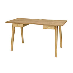 Mes Bureau scandinave 2 tiroirs 140x70x75 cm décor chêne naturel