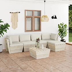 Maison Chic Salon de jardin palette 6 pcs avec coussins - Table et chaises d'extérieur - Mobilier/Meubles de jardin Moderne épicéa imprégné -MN33602