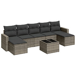 vidaXL Salon de jardin 8 pcs avec coussins gris résine tressée