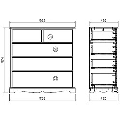 Acheter Mes Commode Blanche 5 Tiroirs de Style Anglais