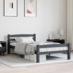 vidaXL Cadre de lit sans matelas gris foncé pin massif 100x200 cm 