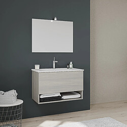 Kiamami Valentina MEUBLE DE SALLE DE BAIN 80CM AVEC LAVABO EN CÉRAMIQUE, TIROIR GRIS | VENEZIA 