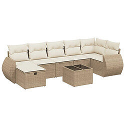 vidaXL Salon de jardin avec coussins 8 pcs beige résine tressée