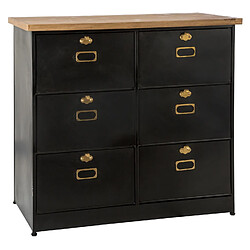 Atmosphera, Createur D'Interieur Commode 6 tiroirs avec clapet Ivan - H. 82 cm - Noir Atmosphera - Commode 6 tiroirs avec clapet Ivan - H. 82 cm - Noir - Industriel