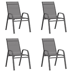 vidaXL Chaises empilables de jardin lot de 4 Gris Tissu textilène