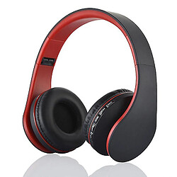 Universal Casque Bluetooth sans fil YH sur l'oreille, basse profonde, pliable et léger (rouge) 