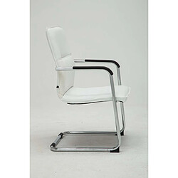 Avis Decoshop26 Lot de 2 fauteuils de bureau chaises visiteur avec accoudoirs en PVC blanc et métal chromé 10_0001887