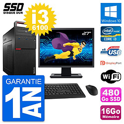 PC Tour Lenovo M700 Ecran 27" Intel i3-6100 RAM 16Go SSD 480Go Windows 10 Wifi · Occasion 