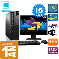 PC Lenovo M92p SFF Core I5-2400 Ram 16Go Disque 1 To Wifi W7 Ecran 22" · Occasion 