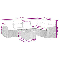 Avis vidaXL Salon de jardin avec coussins 7 pcs gris résine tressée