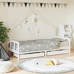 Maison Chic Lit d'Enfant Chambre - Cadre de lit pour enfant tiroirs blanc 90x200 cm bois de pin massif -MN36739