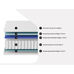 Vente-Unique Matelas 160 x 200 cm anti-feu ressorts ensachés 7 zones et mousse haute densité ép.26cm - OTY de YSMÉE HÔTEL pas cher