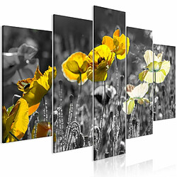 Paris Prix Tableau Imprimé 5 Panneaux Yellow Poppies Wide 50 x 100 cm 