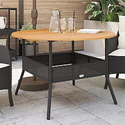 vidaXL Table de jardin et dessus en bois d'acacia noir résine tressée