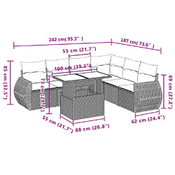 vidaXL Salon de jardin avec coussins 7 pcs beige résine tressée pas cher