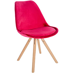 Decoshop26 Chaise de salle à manger x1 style scandinave en velours rouge pieds en bois clair 10_0001463 