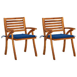 vidaXL Chaises à manger de jardin avec coussins lot de 2 Acacia massif 