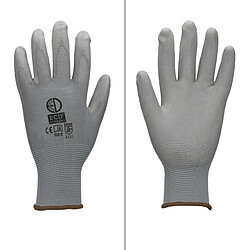 ECD Germany 120 Paires de Gants de Travail en PU - Taille 9-L - Couleur Gris - Élastique - Protection Usages Multiples - pour Mécanicien Constructeurs Travail de Jardin Bricolage Activités Montage