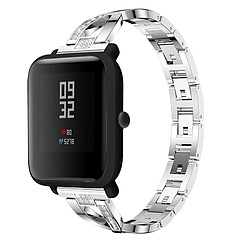 Wewoo Bracelet pour montre connectée en acier inoxydable massif serti de diamants de Amazfit 20mm Argent 