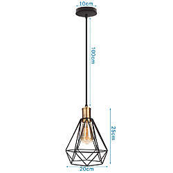 Acheter Stoex Lampe À Suspension en Diamant Rétro Lustre Créatif E27 Lampe Suspendue Antique Plafonnier Industriel Noir 20CM