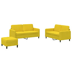 vidaXL Ensemble de canapés 3 pcs jaune velours