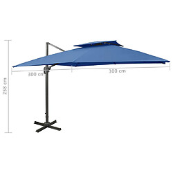 vidaXL Parasol de jardin en porte-à-faux avec double toit bleu azur pas cher