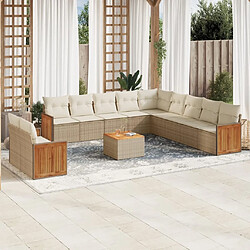 Maison Chic Salon de jardin avec coussins 12 pcs | Ensemble de Table et chaises | Mobilier d'Extérieur beige résine tressée -GKD43433