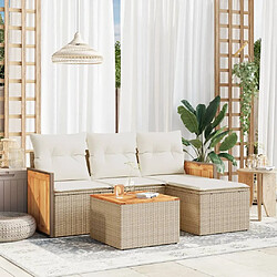 Maison Chic Salon de jardin avec coussins 5 pcs, Ensemble Tables et chaises de jardin,, Ensemble Tables et chaises de jardin, beige résine tressée -GKD810436