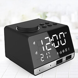 Wewoo K11 Bluetooth réveil haut-parleur Creative Digital Music Clock Display Radio avec double interface USB, support U disque / carte TF / FM / AUX, prise UE (noir)